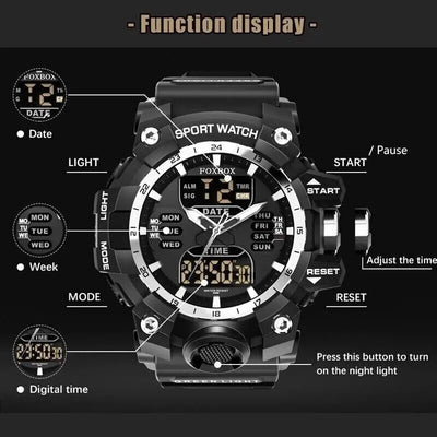 Men Military Watch Digital 50m Waterproof Wristwatch LED Quartz Sport UK Free Shipping Worldwide
